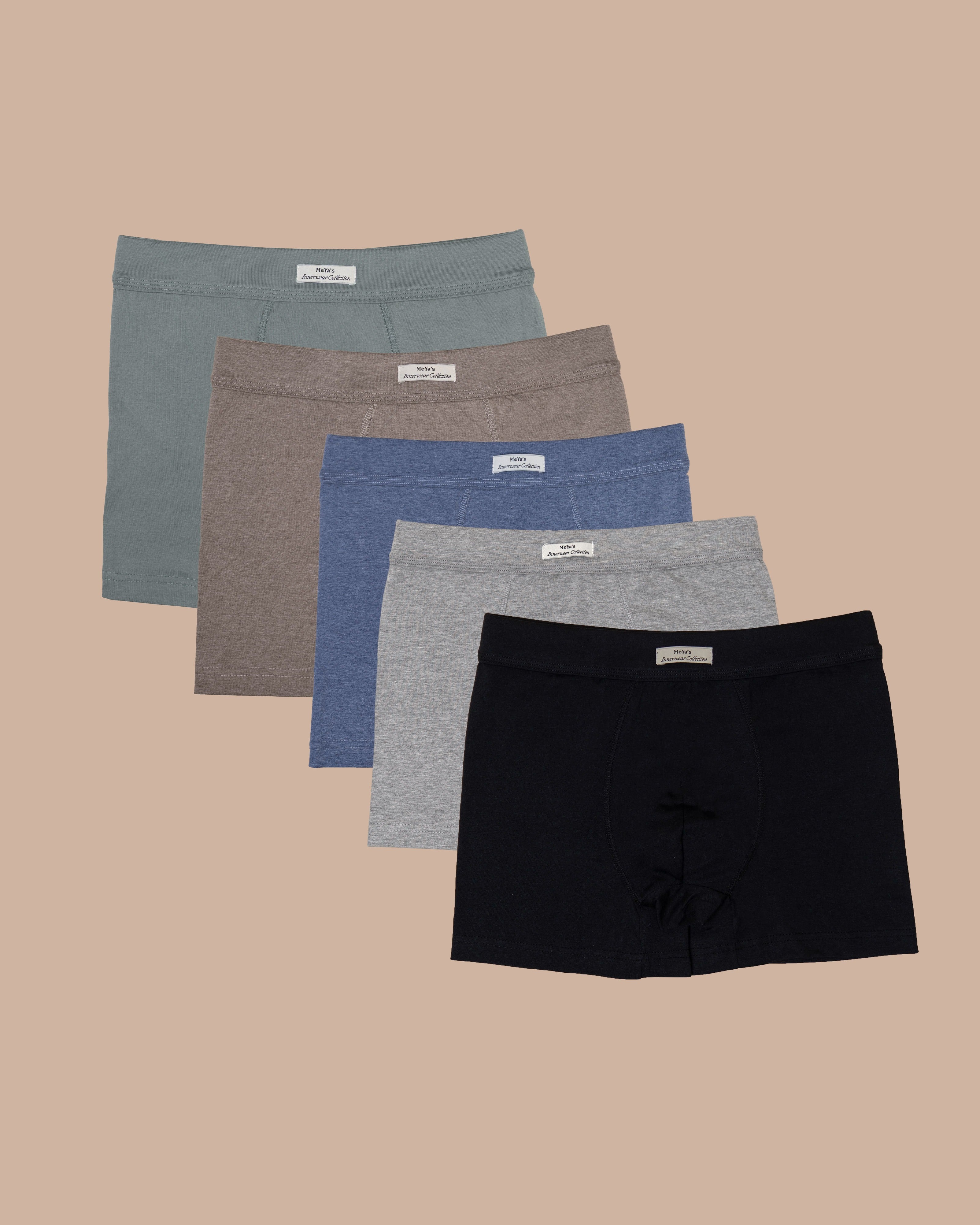 5-Pack Multi Colored Pure Cotton Boxer Briefs