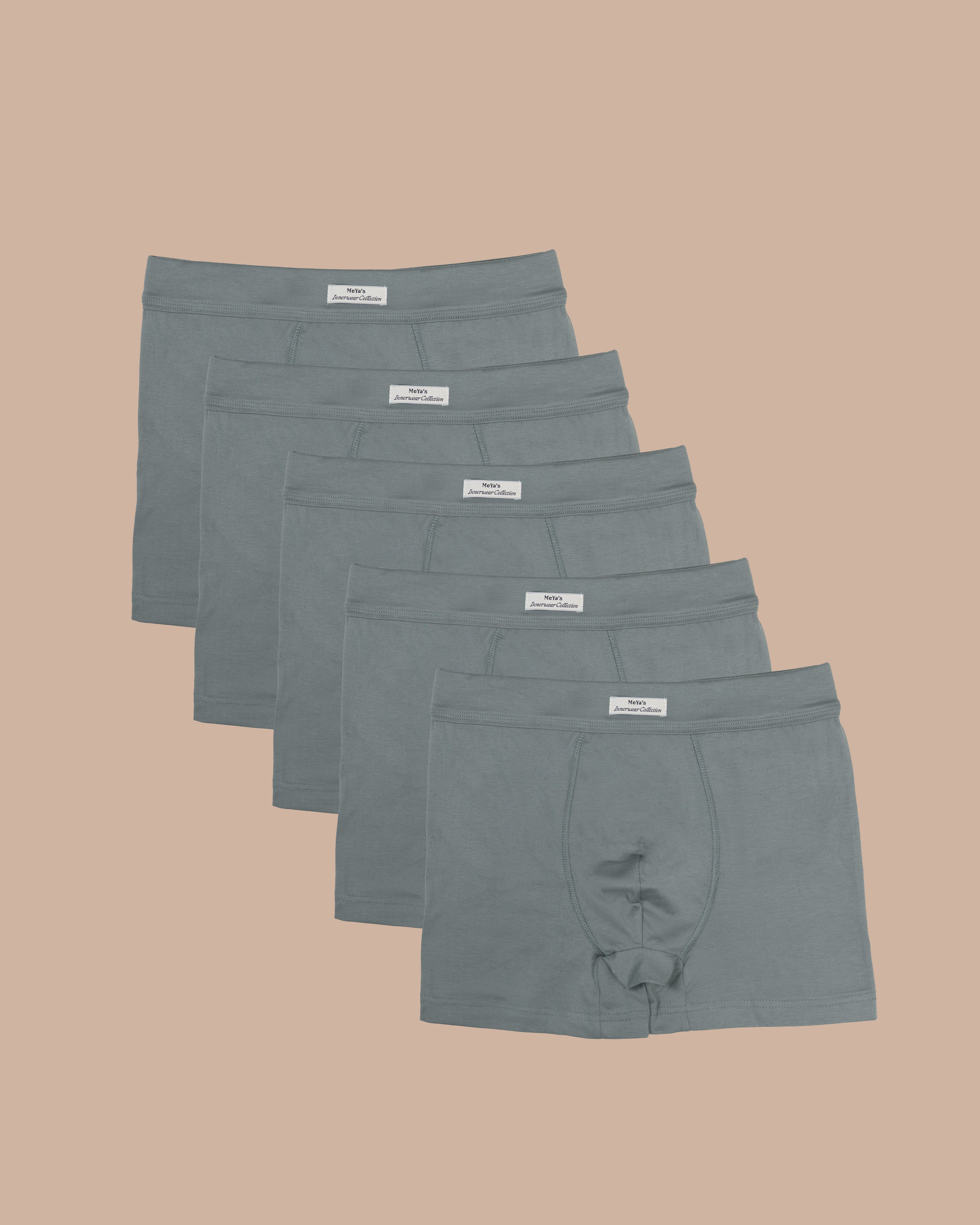 5-Pack Pure Dark Green Cotton Boxer Briefs