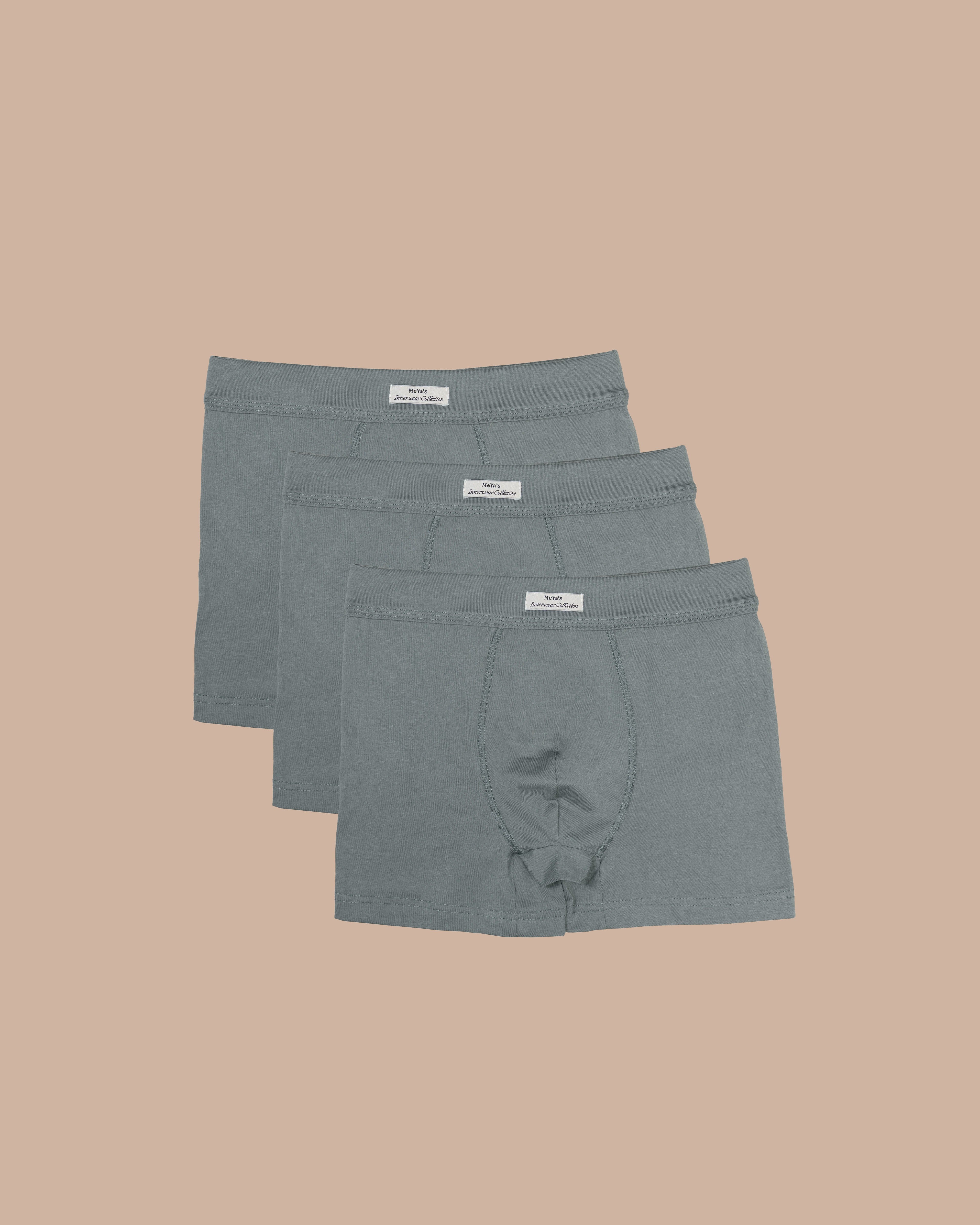 3-Pack Pure Dark Green Cotton Boxer Briefs