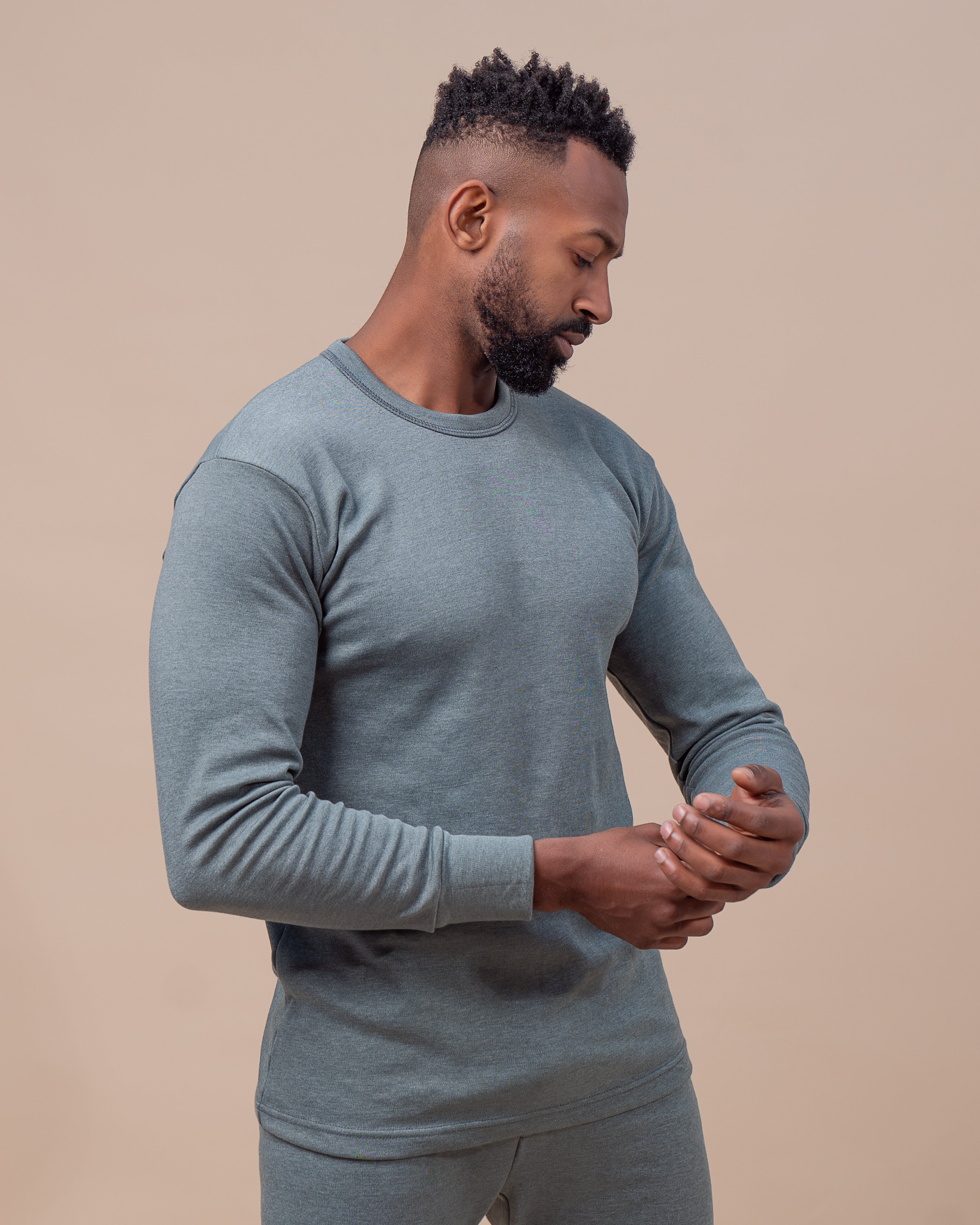 قميص حراري قطني بأكمام طويلة