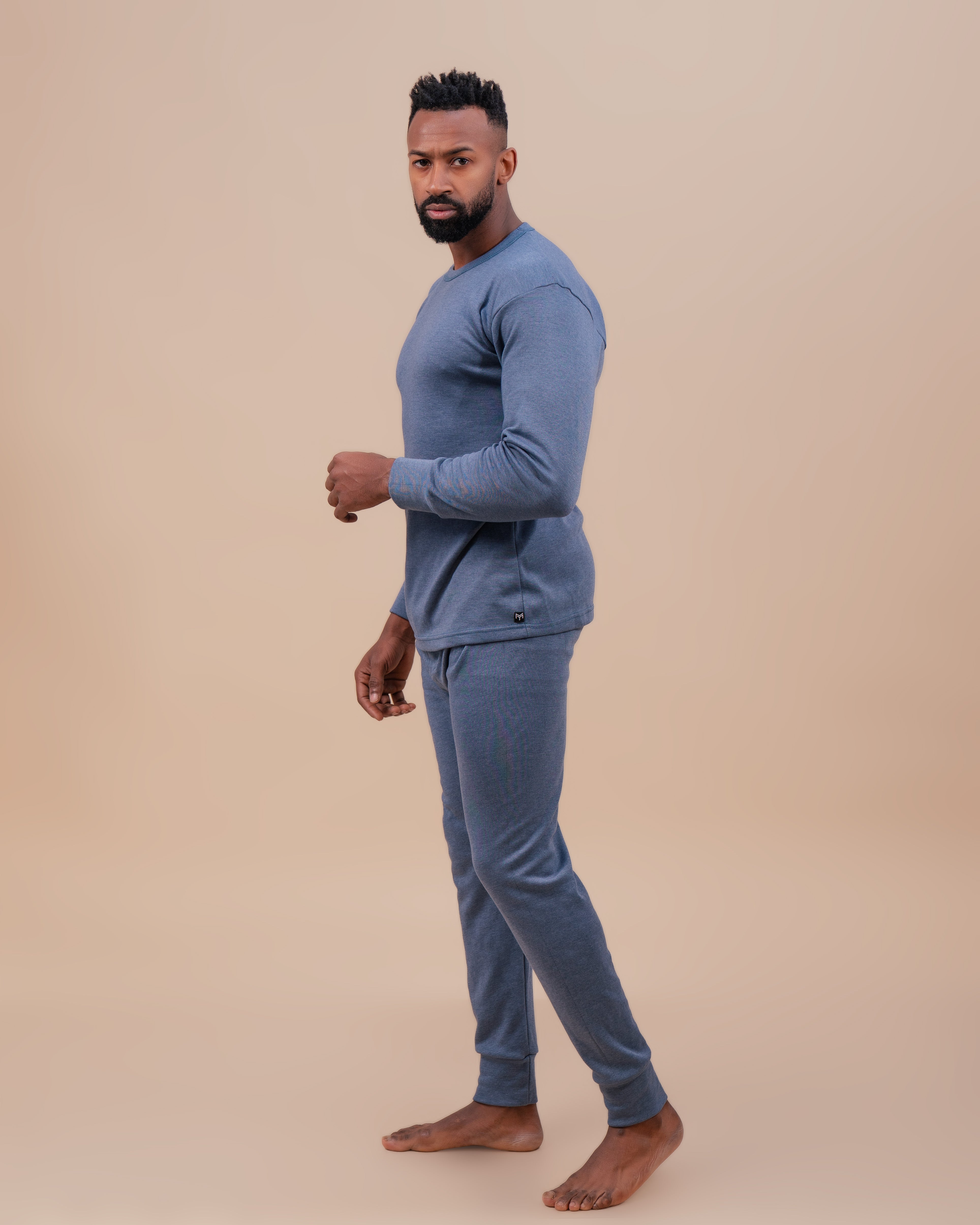 Premium Cotton Blue Jeans Thermal Set