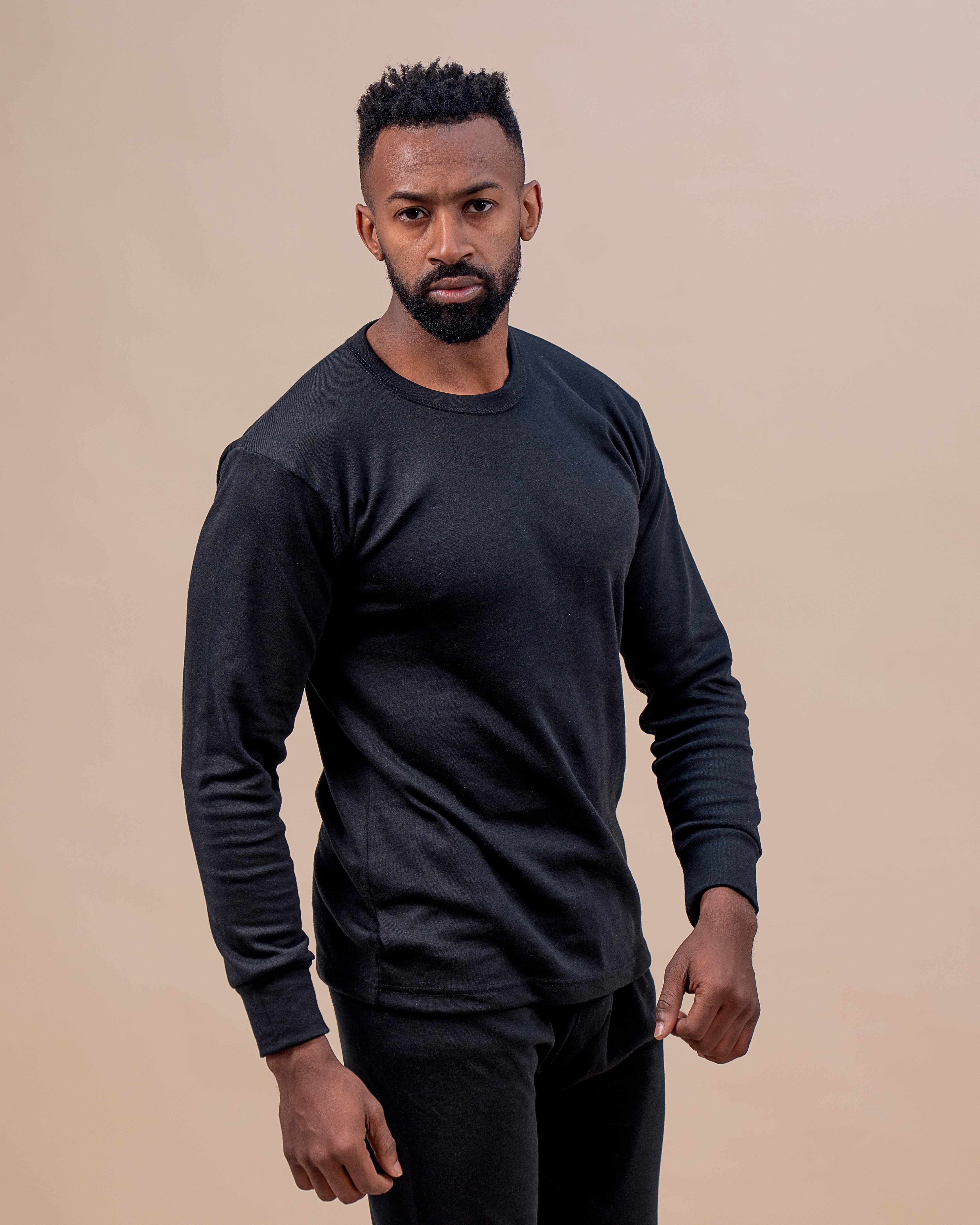 قميص حراري قطني بأكمام طويلة