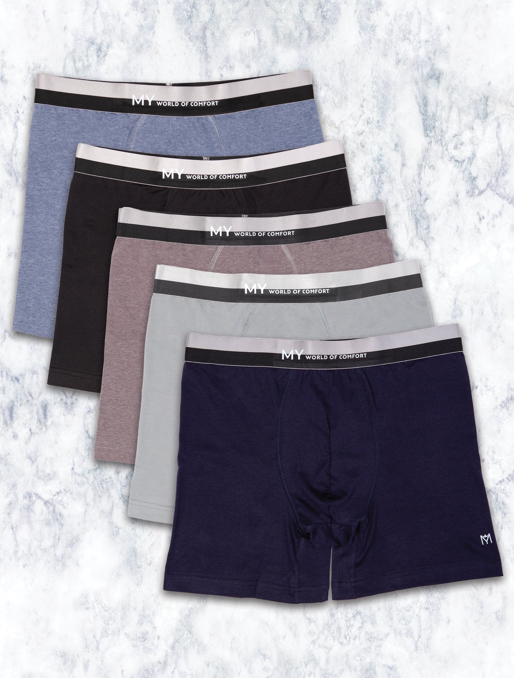 Cotton 5-Pack Silver Band Boxer Size L