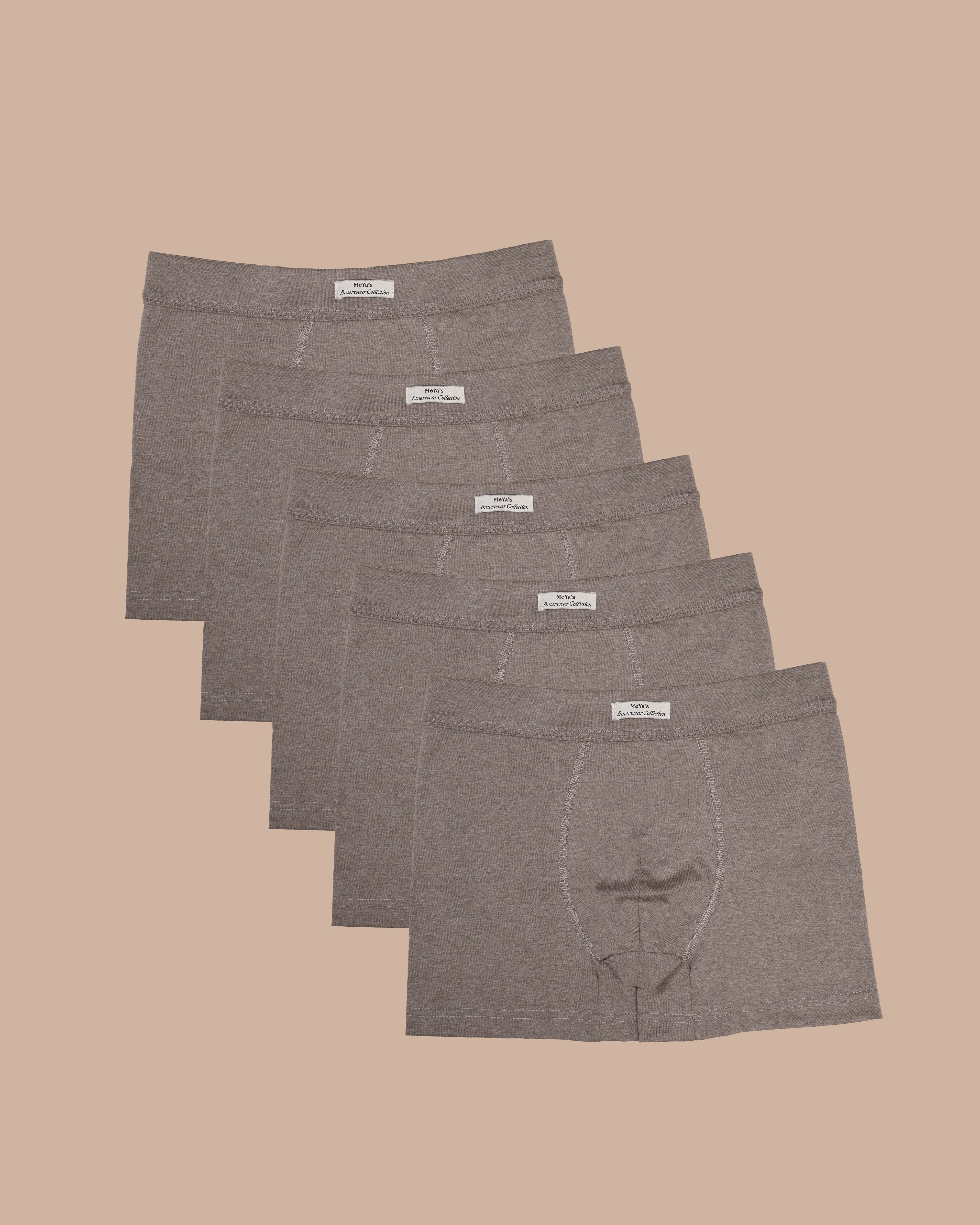5-Pack Pure Heather Taupe Cotton Boxer Briefs