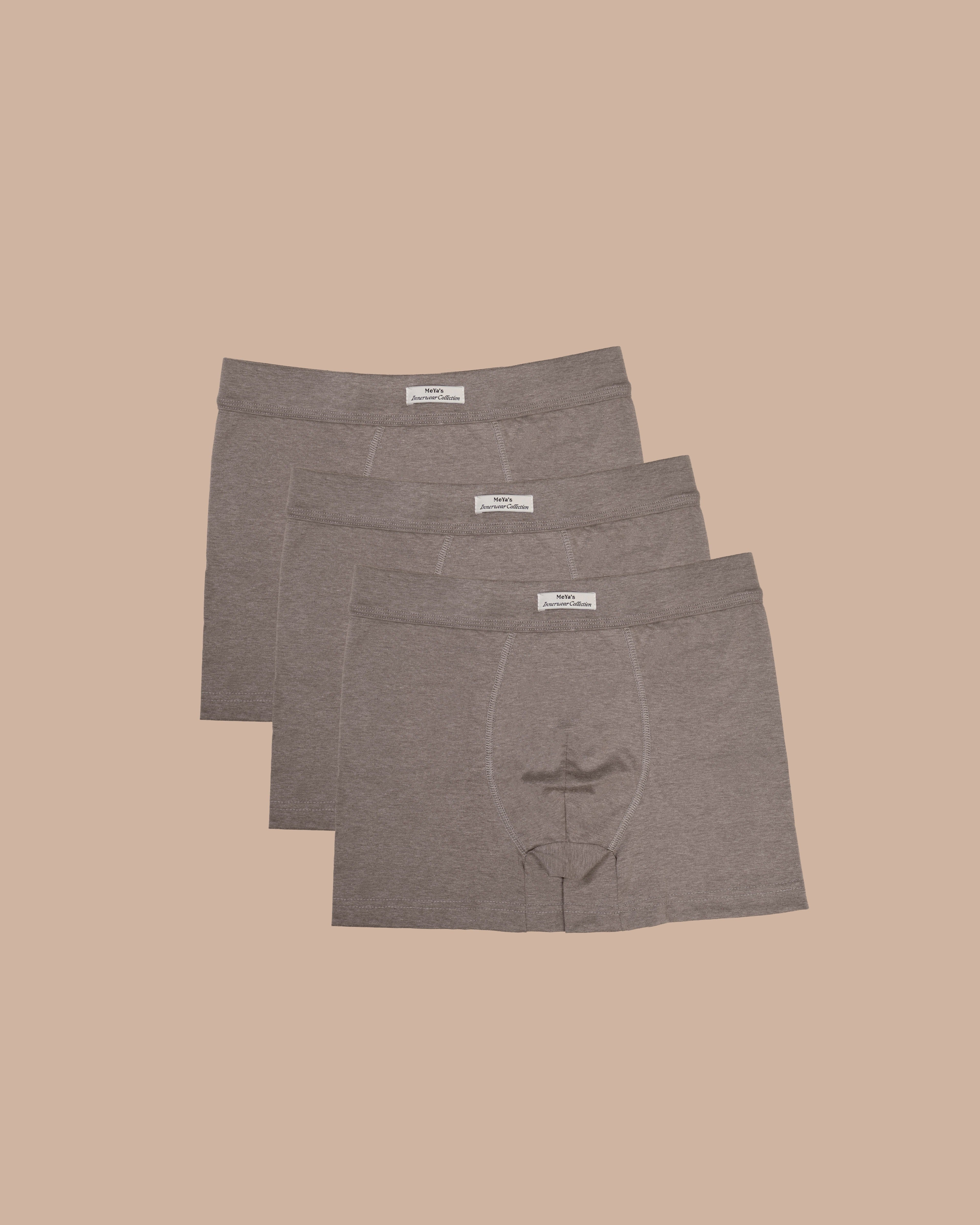 3-Pack Pure Heather Taupe Cotton Boxer Briefs