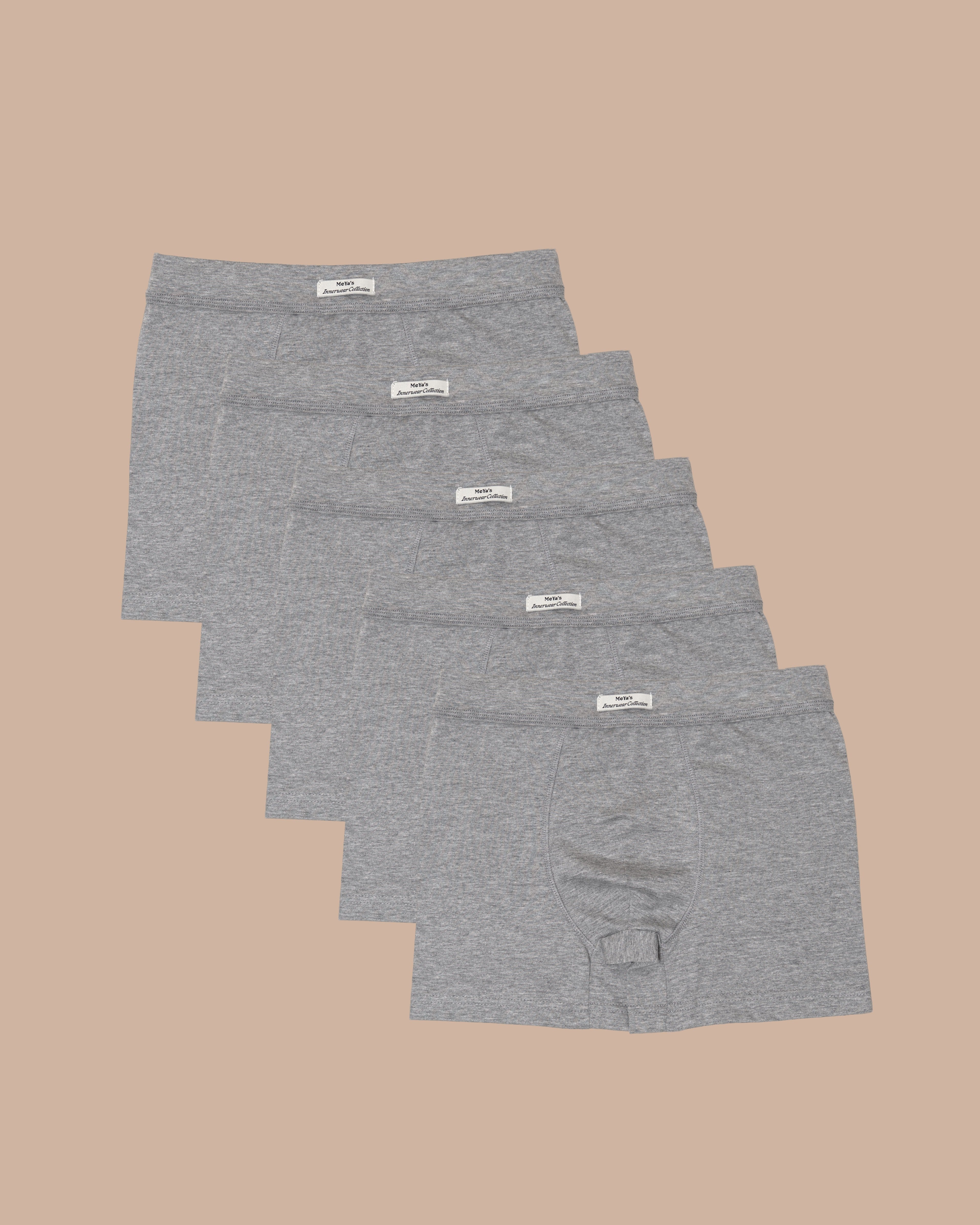 5-Pack Pure Heather Grey Cotton Boxer Briefs