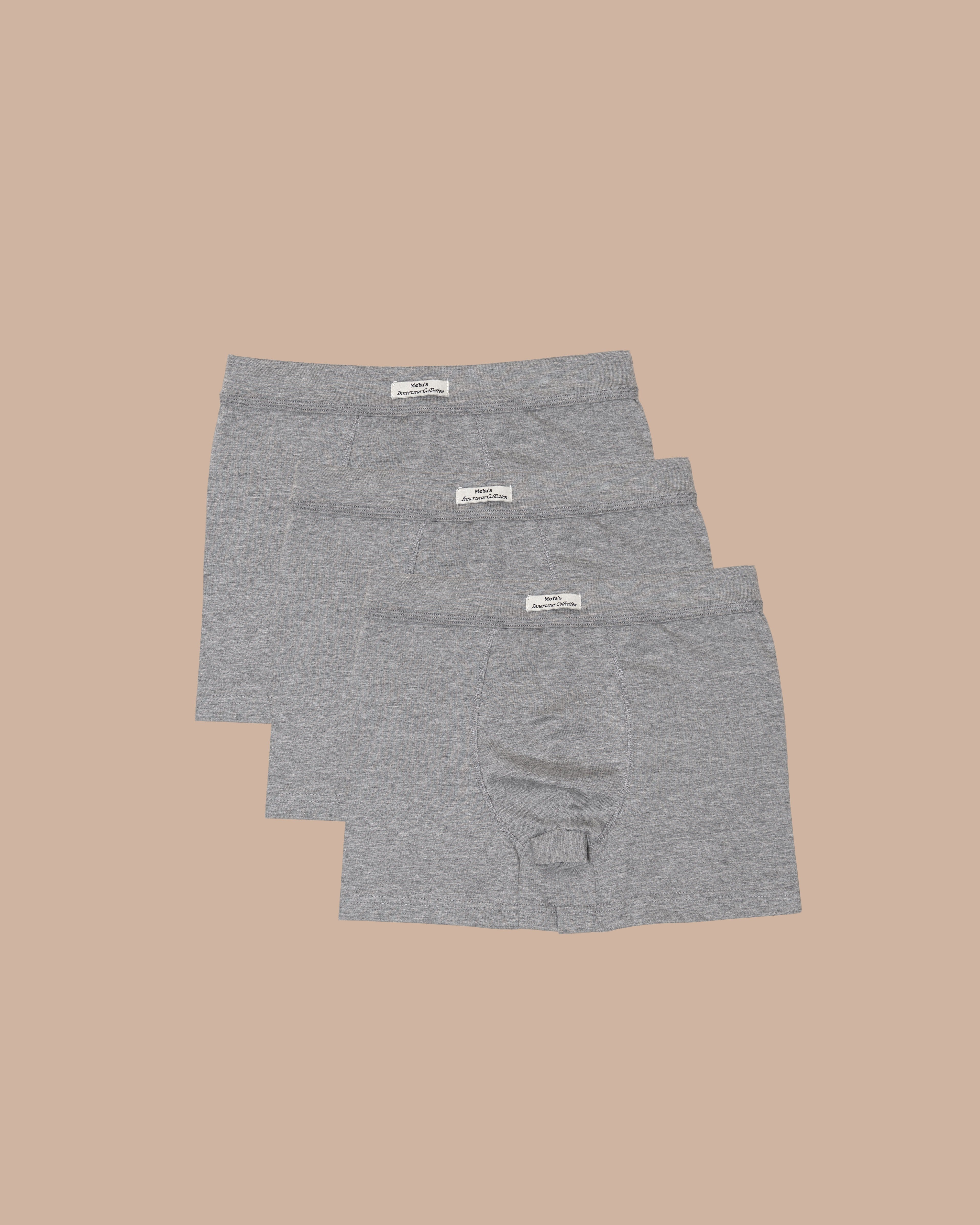 3-Pack Pure Heather Grey Cotton Boxer Briefs