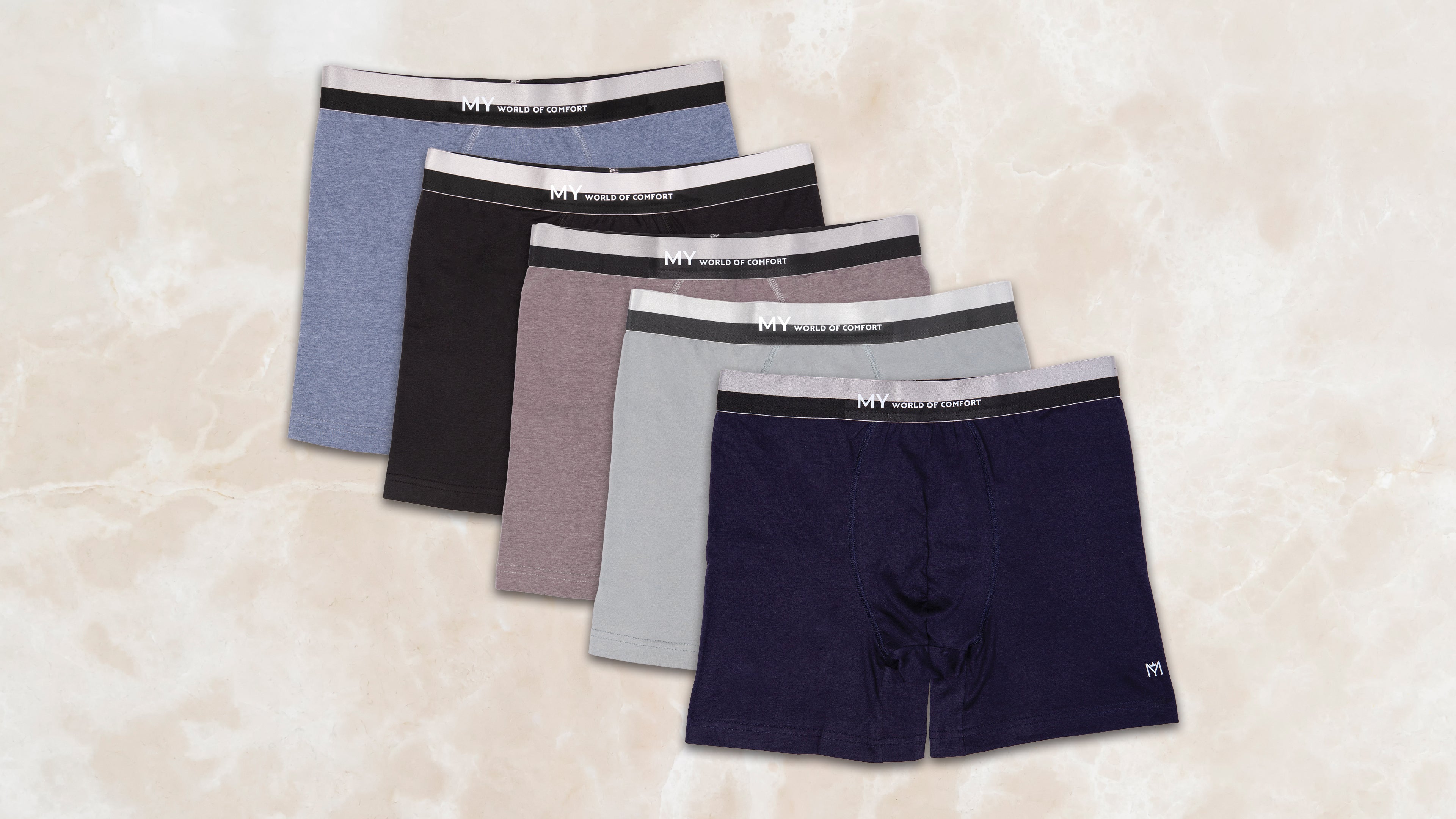 Cotton 5-Pack Silver Band Boxer Size L